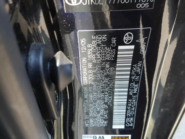 JTKDE177760111898 - 2006 TOYOTA SCION TC 黑色 照片 10