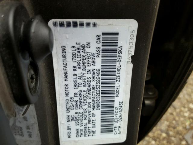 1NXBR32E25Z522486 - 2005 TOYOTA COROLLA GRAY photo 10