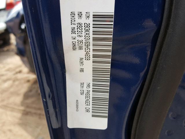 2B3KA33V69H534659 - 2009 DODGE CHARGER SX BLUE photo 10