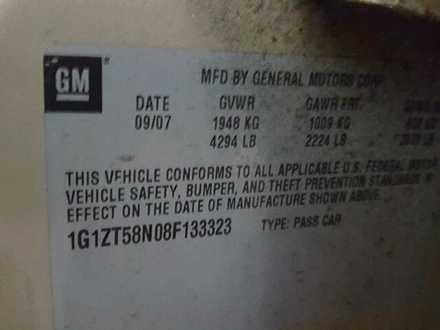 1G1ZT58N08F133323 - 2008 CHEVROLET MALIBU LT Qızıl foto 10