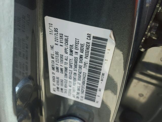 1HGCP2F34BA044023 - 2011 HONDA ACCORD LX GRAY photo 10