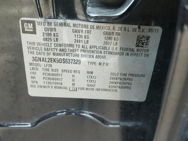 3GNAL2EK9DS637329 - 2013 CHEVROLET CAPTIVA LS 黑色 照片 10