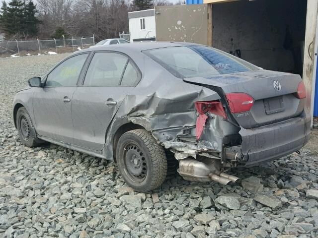 3VW1K7AJ8DM283763 - 2013 VOLKSWAGEN JETTA BASE GRAY photo 3