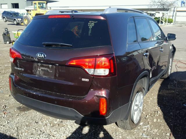 5XYKT4A64FG648986 - 2015 KIA SORENTO LX BURGUNDY photo 4