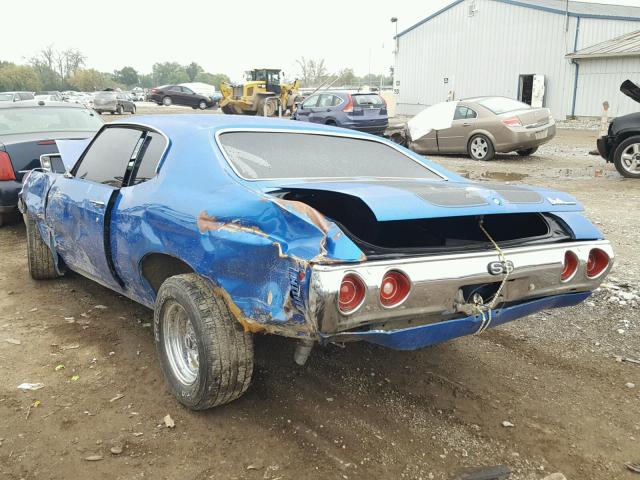 136371R150206 - 1971 CHEVROLET CHEVELLE BLUE photo 3