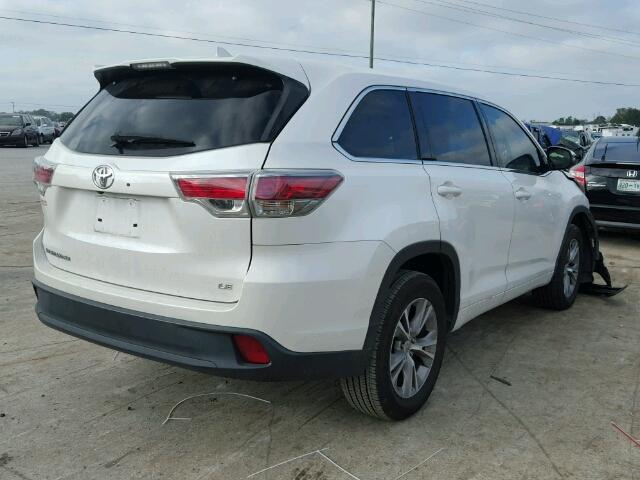 5TDZKRFH5FS069761 - 2015 TOYOTA HIGHLANDER WHITE photo 4