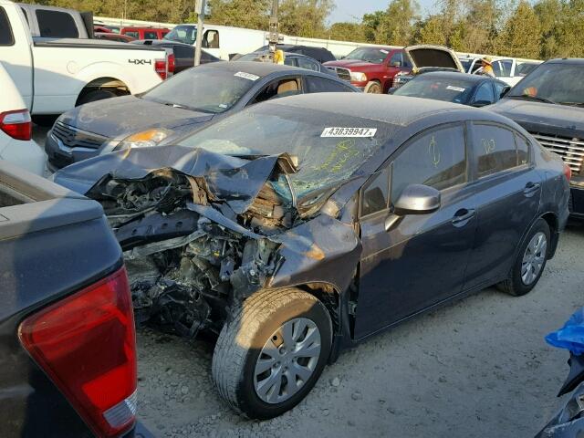 19XFB2F51CE050839 - 2012 HONDA CIVIC LX GRAY photo 2