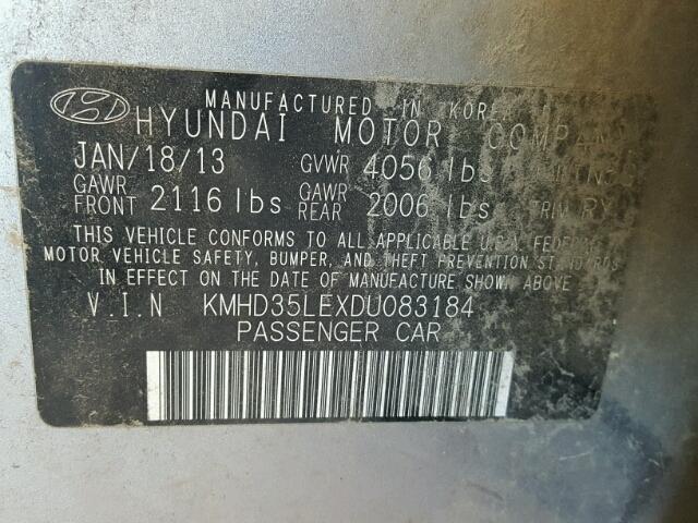 KMHD35LEXDU083184 - 2013 HYUNDAI ELANTRA GT GRAY photo 10