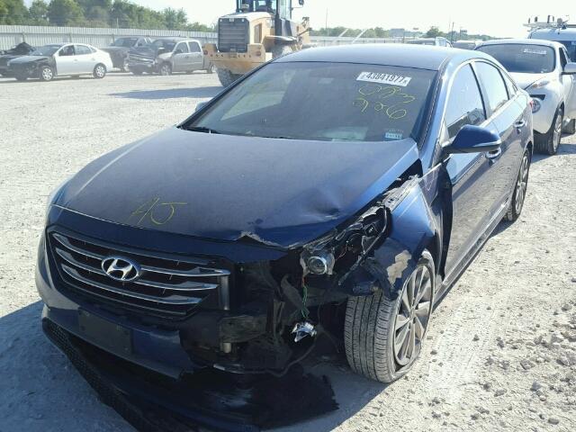 5NPE34AF1FH083926 - 2015 HYUNDAI SONATA SPO BLUE photo 2