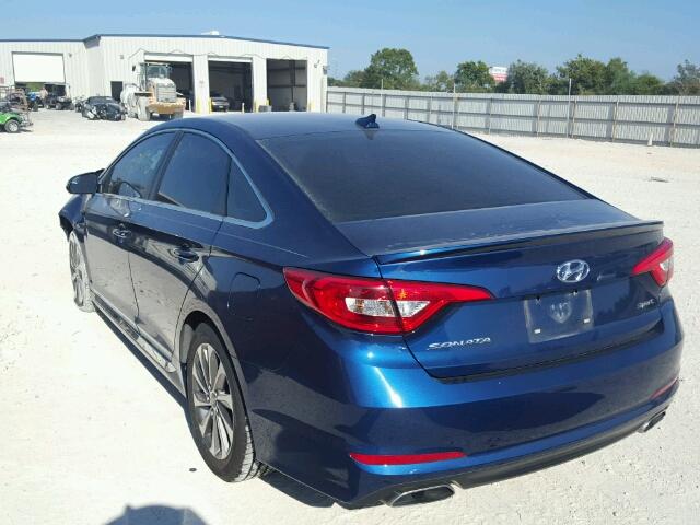 5NPE34AF1FH083926 - 2015 HYUNDAI SONATA SPO BLUE photo 3