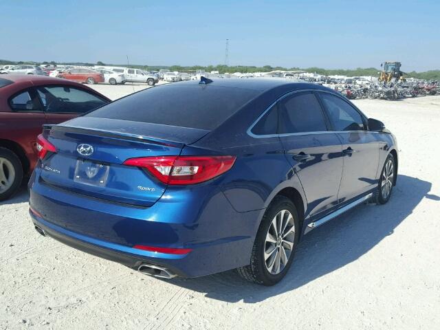 5NPE34AF1FH083926 - 2015 HYUNDAI SONATA SPO BLUE photo 4