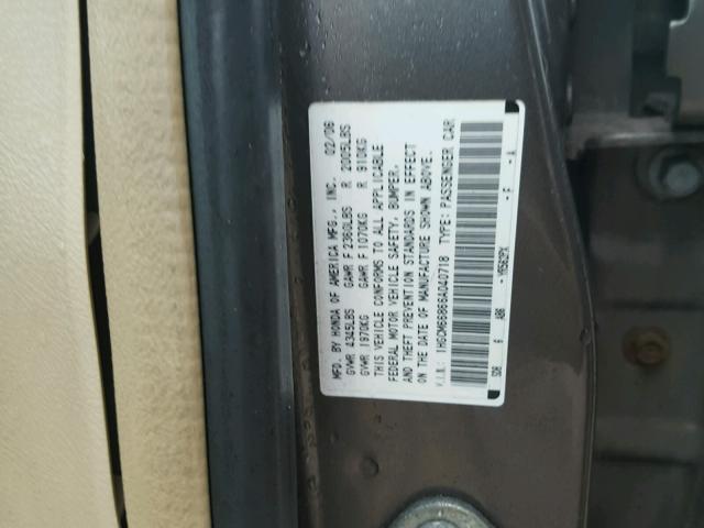 1HGCM66866A040718 - 2006 HONDA ACCORD GRAY photo 10