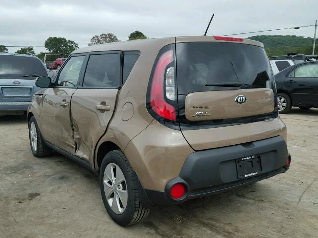 KNDJN2A27F7168915 - 2015 KIA SOUL BROWN photo 3