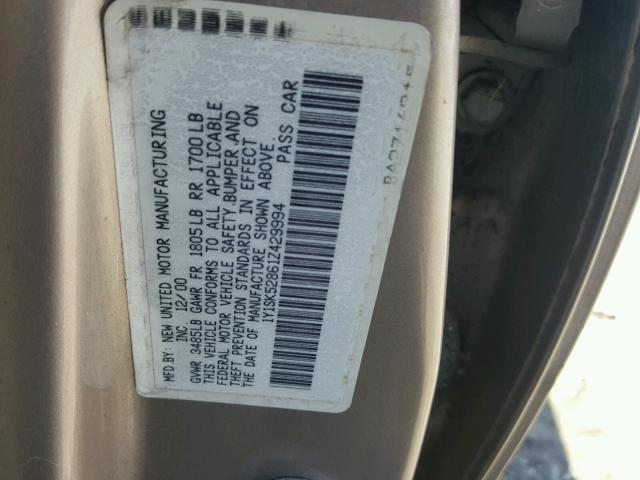 1Y1SK52861Z429994 - 2001 CHEVROLET GEO PRIZM 棕色 照片 10