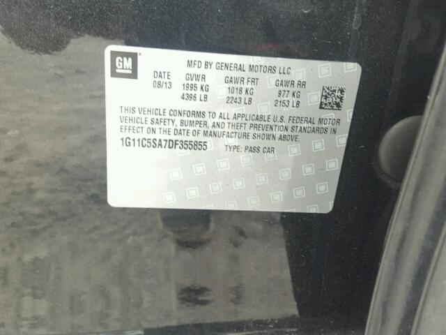 1G11C5SA7DF355855 - 2013 CHEVROLET MALIBU 1LT BLACK photo 10