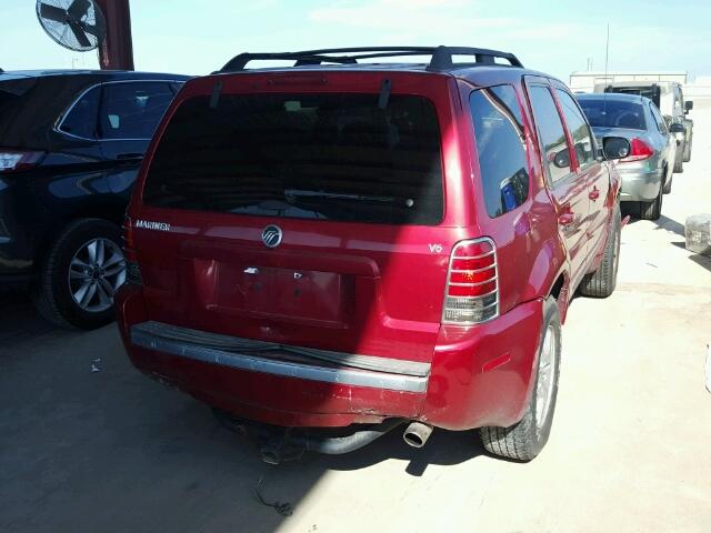 4M2CU81107KJ14080 - 2007 MERCURY MARINER LU BURGUNDY photo 4