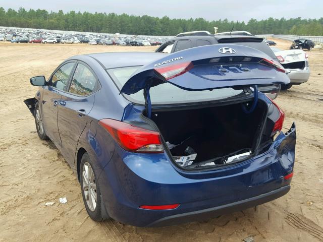 5NPDH4AE5FH578361 - 2015 HYUNDAI ELANTRA SE BLUE photo 3