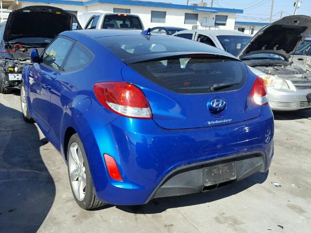 KMHTC6AD4EU189949 - 2014 HYUNDAI VELOSTER B BLUE photo 3