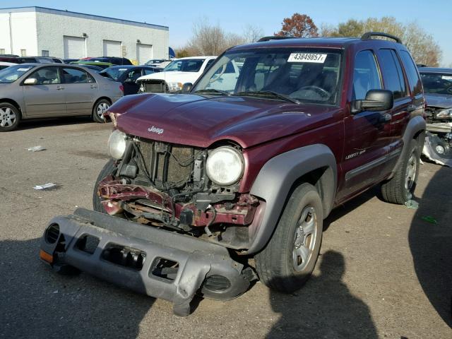 1J4GL48K93W660990 - 2003 JEEP LIBERTY MAROON photo 2