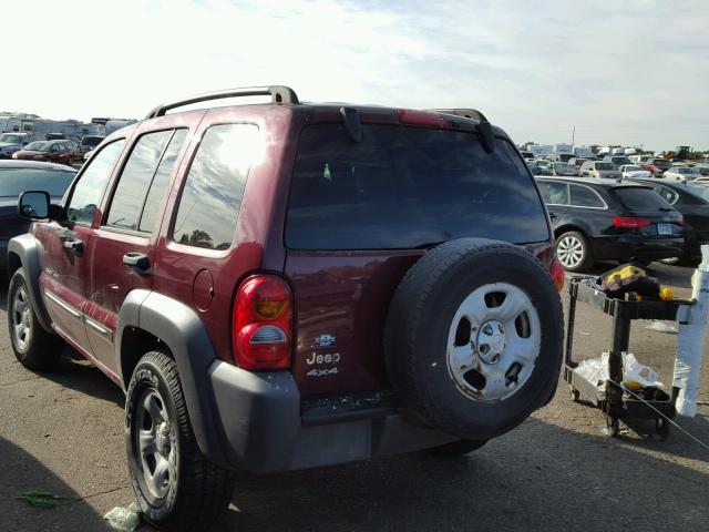 1J4GL48K93W660990 - 2003 JEEP LIBERTY MAROON photo 3