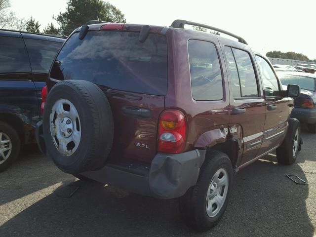 1J4GL48K93W660990 - 2003 JEEP LIBERTY MAROON photo 4