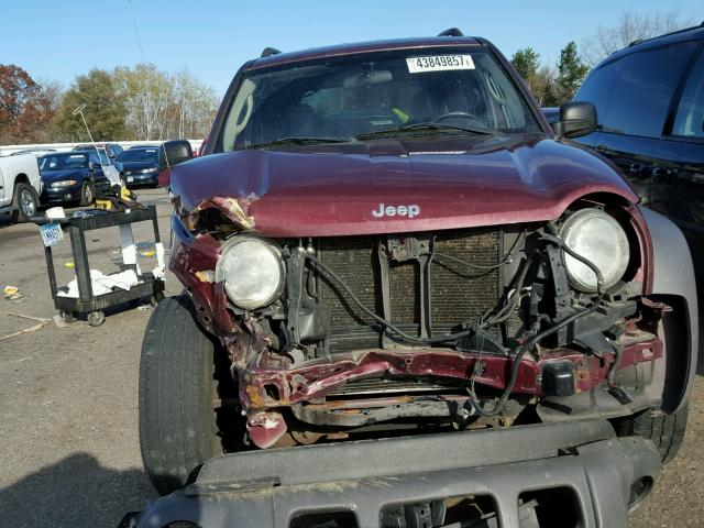 1J4GL48K93W660990 - 2003 JEEP LIBERTY MAROON photo 9