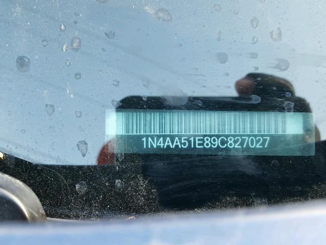 1N4AA51E89C827027 - 2009 NISSAN MAXIMA S BLUE photo 10