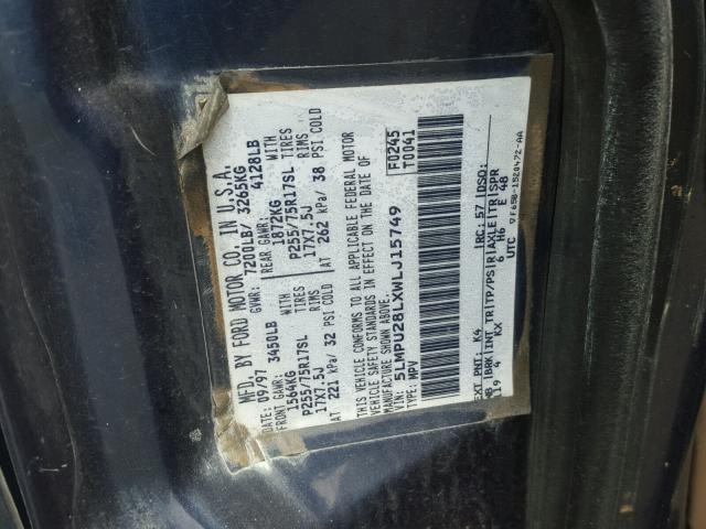 5LMPU28LXWLJ15749 - 1998 LINCOLN NAVIGATOR 蓝色 照片 10