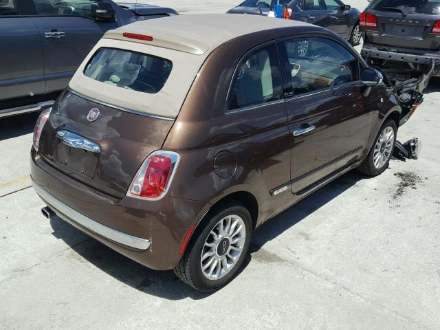 3C3CFFER0CT223494 - 2012 FIAT 500 LOUNGE BROWN photo 4