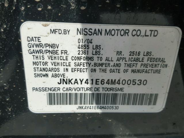 JNKAY41E64M400530 - 2004 INFINITI M45 BLACK photo 10