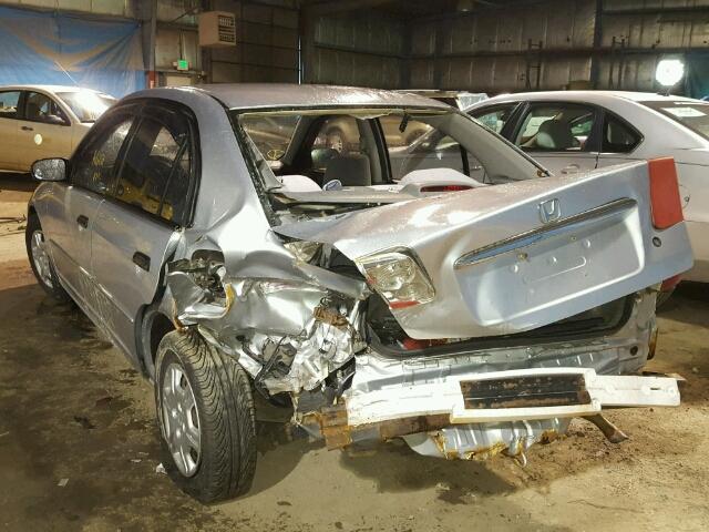 1HGES16511L065109 - 2001 HONDA CIVIC LX SILVER photo 3