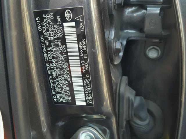 JTDKDTB32F1111626 - 2015 TOYOTA PRIUS C GRAY photo 10