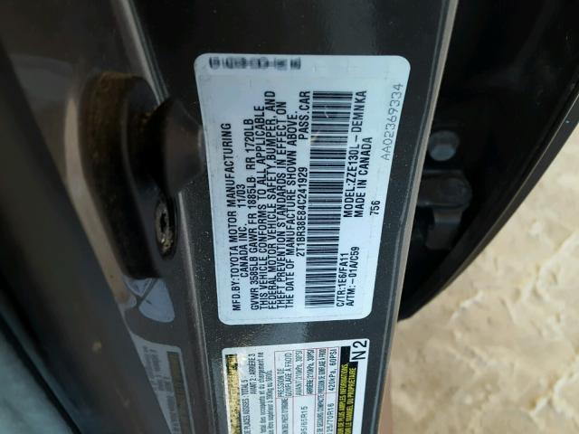 2T1BR38E84C241929 - 2004 TOYOTA COROLLA CE GRAY photo 10