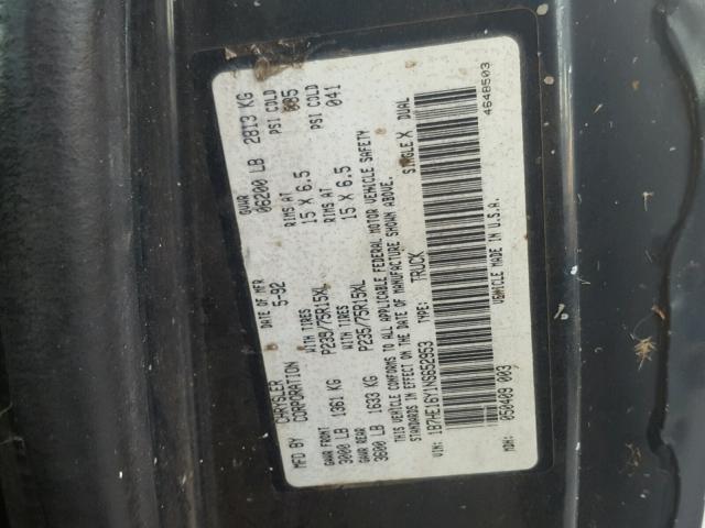 1B7HE16Y1NS652953 - 1992 DODGE D-SERIES BLACK photo 10