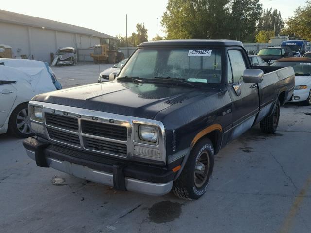 1B7HE16Y1NS652953 - 1992 DODGE D-SERIES BLACK photo 2