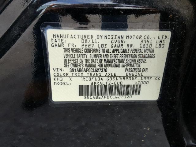 3N1AB6AP0CL627370 - 2012 NISSAN SENTRA 2.0 BLACK photo 10