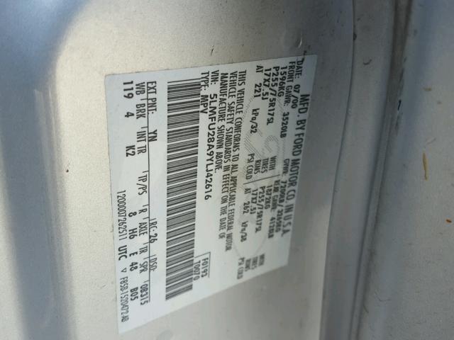 5LMFU28A9YLJ42616 - 2000 LINCOLN NAVIGATOR Күміс фото 10