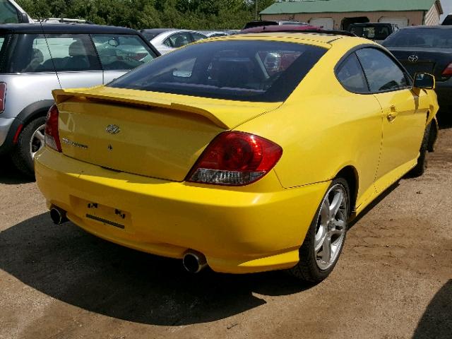 KMHHM65D96U189640 - 2006 HYUNDAI TIBURON GS YELLOW photo 4