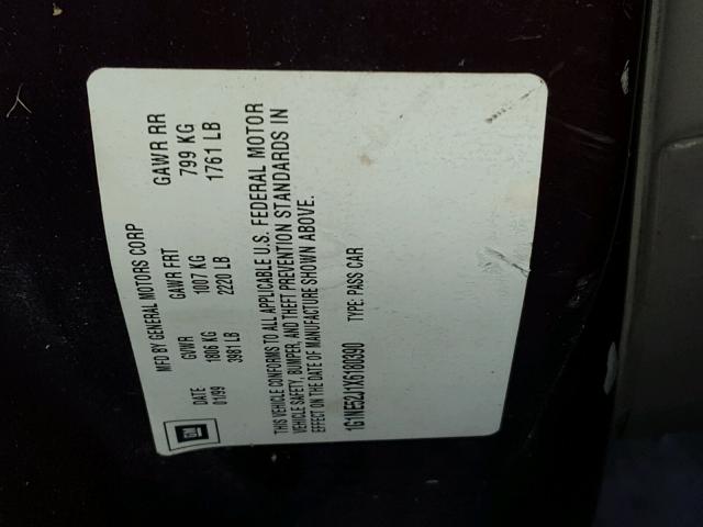 1G1NE52J1X6180390 - 1999 CHEVROLET MALIBU LS მუქწითელი ფოტო 10