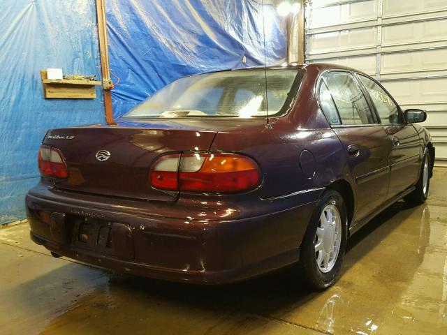 1G1NE52J1X6180390 - 1999 CHEVROLET MALIBU LS მუქწითელი ფოტო 4