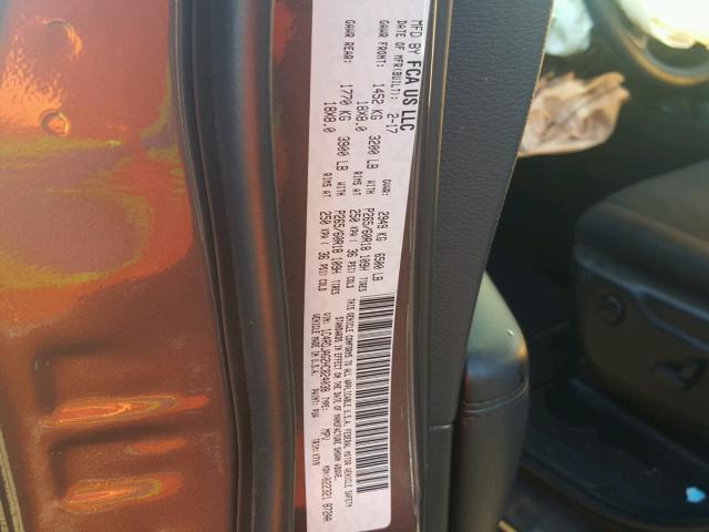 1C4RDJAG2HC824038 - 2017 DODGE DURANGO SX BROWN photo 10