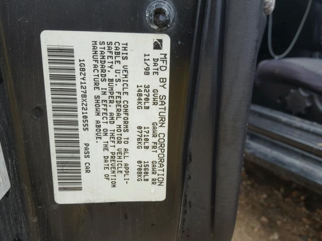 1G8ZY1278XZ210555 - 1999 SATURN SC2 GREEN photo 10