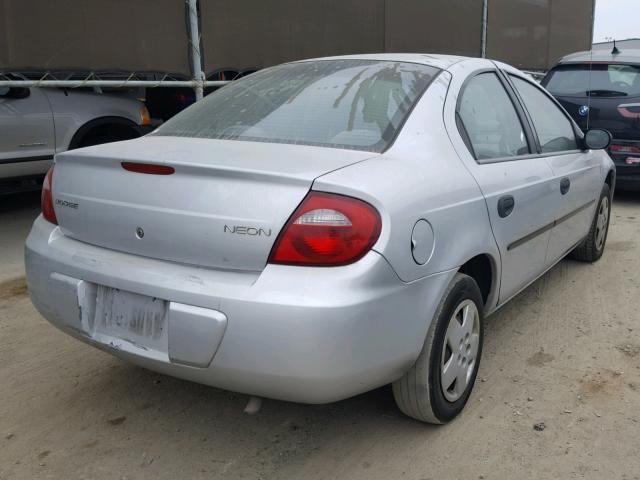 1B3ES26CX5D247945 - 2005 DODGE NEON BASE SILVER photo 4