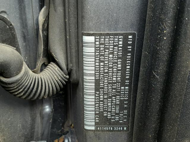 3VW517AT9HM802895 - 2017 VOLKSWAGEN BEETLE S/S 灰色 照片 10