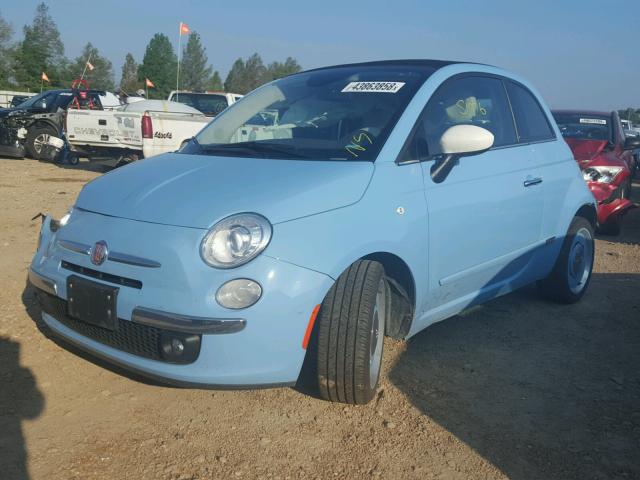 3C3CFFER1FT702057 - 2015 FIAT 500 LOUNGE BLUE photo 2