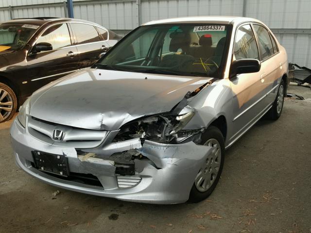 2HGES16585H518662 - 2005 HONDA CIVIC LX SILVER photo 2