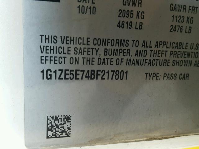 1G1ZE5E74BF217801 - 2011 CHEVROLET MALIBU LTZ 白色 照片 10