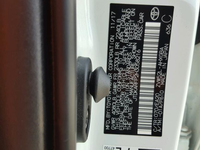 JTDKARFP2H3058216 - 2017 TOYOTA PRIUS PRIM 白色 照片 10