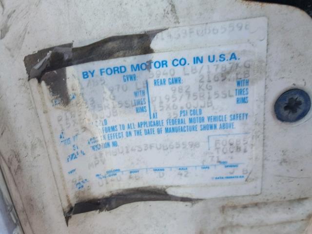 1FMBU14S3FUB65598 - 1985 FORD BRONCO II WHITE photo 10