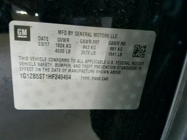 1G1ZB5ST1HF249494 - 2017 CHEVROLET MALIBU LS Qara foto 10